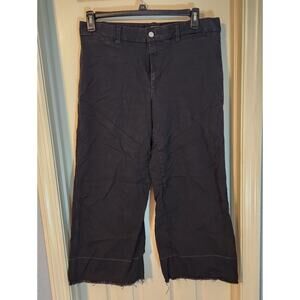 Gap High Rise Wide Leg Cropped Jeans Black Raw Hem